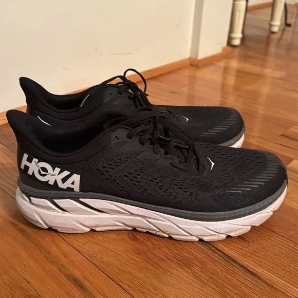 HOKA Black and White Running Shoes Men’s 11.5 - Picture 5 of 11